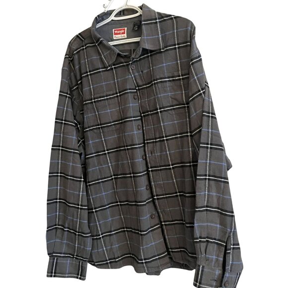 Wrangler Other - Wrangler Mens 3XL XXXL Gray & Blue Checkered Flannel Work Chore Shirt